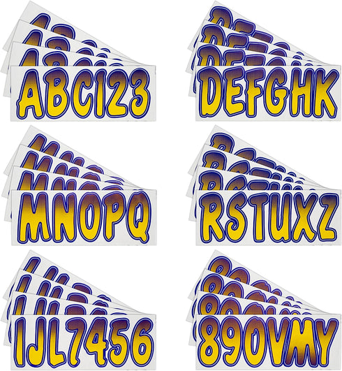 Hardline Products Series 200 Factory Matched 3-Inch Boat & PWC Registration Number Kit, Yellow/Purple - YEPUG200...