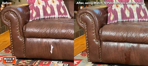 MATCH 'N PATCH Realistic Leather Repair Tape - Durable, Easy-to-Apply, Professional Grade, Versatile Use, Designed in North Carolina for Furniture...