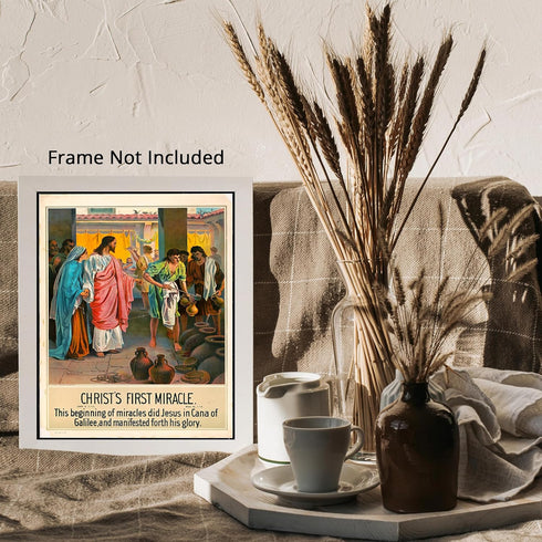 Posterizer 1 pcs-Christ's first miracle poster-Religious Posters-Gifts for Christians -Decor for Church, Sunday School Classroom- unframed wall ar...