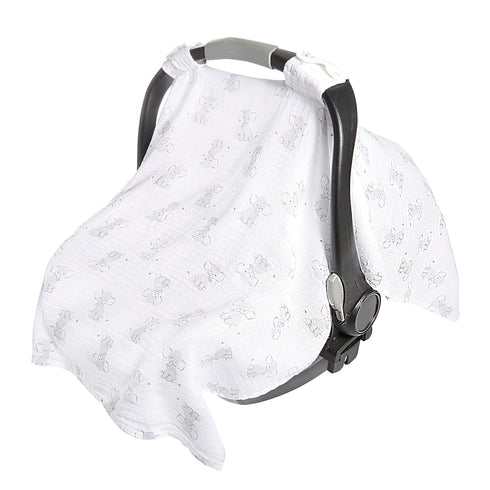 aden + anais Essentials Car Seat Canopy Cover, 100% Cotton Muslin, Lightweight and Breathable, Safari Babes- Elephant...