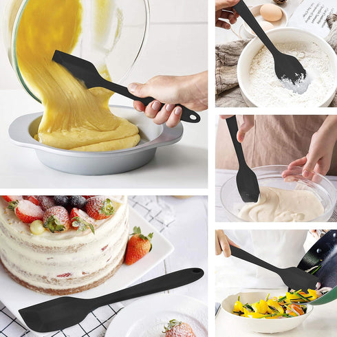 Homikit 5-Piece Kitchen Cooking Utensils Set, Black Silicone Slotted Turner Spatula Spoons for Nonstick Cookware, Dishwasher Safe Kitchen Tools fo...