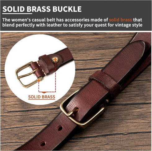 Women's Belts for Jeans, 5MM Womens Belt 1.1" Width Full Grain Leather With Gold Buckle Gift Box...