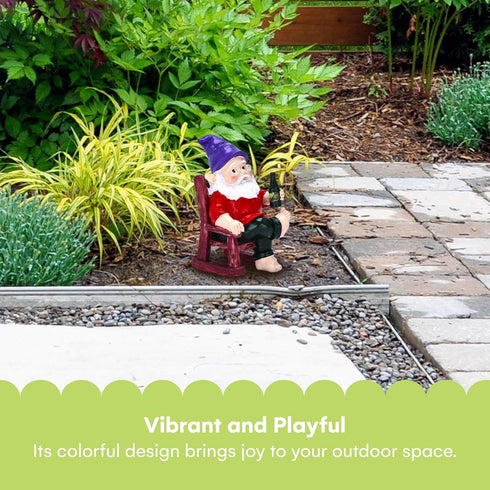 Noa Store Gnomes Outdoor Decorations - Funny Garden Gnome Figurine on a Rocking Chair Holding a Drink - Statue for Lawn, Outdoor, Bathroom Decor -...