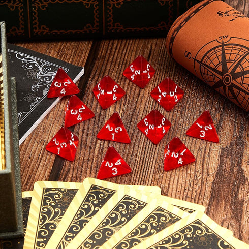 72 Pcs Red D4 Dice Bulk Cone Transparent 4 Sided Dice 0.8 Inch Clear Red Dice Polyhedral Tiny Dice Mini Dice Set Role Playing Dice for Party Table...