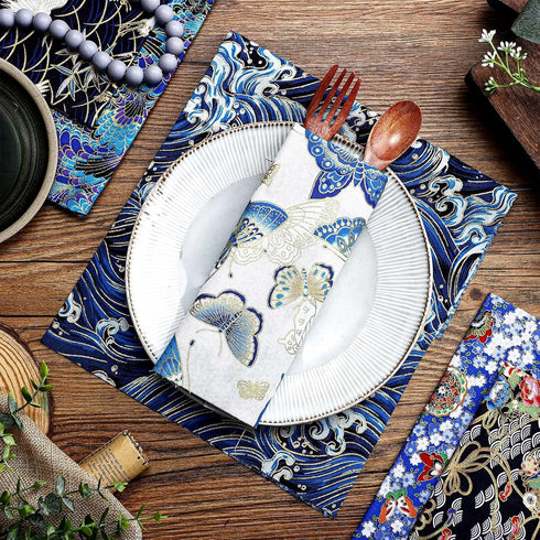 6 Pcs 20'' x 16'' Japanese Fat Quarters Quilting Fabric Bundles Japanese Printed Furoshiki Wrapping Cloth Squares Quilting Patchwork Fabric Colore...