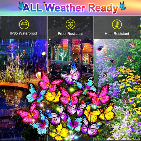 Solar Garden Lights Solar Lights Outdoor Waterproof Solar Lights 2 Pack with New Upgraded 72 LED 34 Butterfly Outdoor Solar Lights for Yard Outsid...