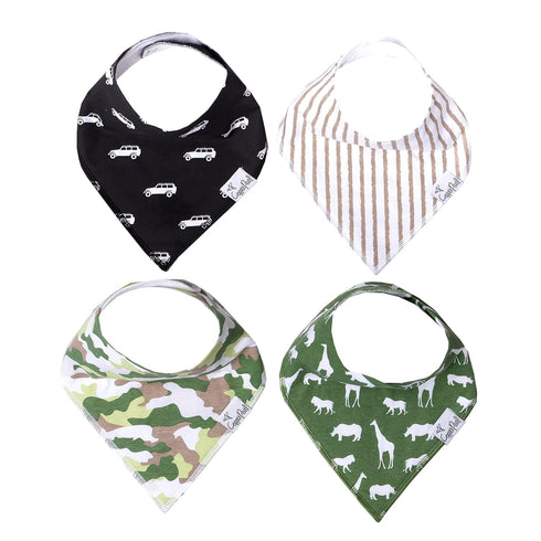 Copper Pearl Baby Bandana Drool Bibs for Drooling and Teething 4 Pack Gift Set for Boys “Safari Set...