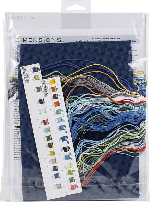 Dimensions 70-08987, 9" x 12" Snowman Lantern Counted Cross Stitch Kit, 14 Navy Aida...