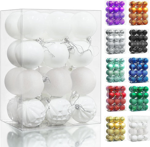 Lulu Home Christmas Ball Ornaments, 24 Ct 2.36" Pre-Strung Hanging Ornament Decorations, Xmas Shatterproof Plastic Balls for Holiday Party Wreath ...