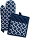 DII Lattice Basics Collection Kitchen Essentials, Oven Mitt & Potholder Set, Nautical Blue, 2, Piece...