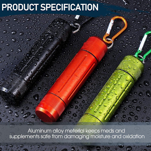 3 Pieces Metal Container Portable Sealed Container Bottles Aluminum Alloy Case Waterproof Jar Travel Container with Key Chain for Outdoor Camping ...