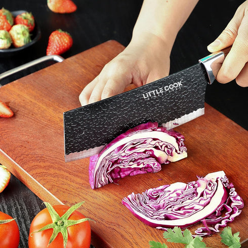 3PCS Chef Knife, Little Cook Chef Knife Set, Includes 7 inch Chef Knife, 7 inch Cleaver Knife and 4.5 inch Boning Knife, Premium Stainless Steel W...