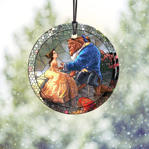 Disney - Beauty and The Beast - 3.5” Starfire Prints Hanging Glass Print Accessory – Light Catching Hanging Accessory – Ideal for Gifting and Coll...