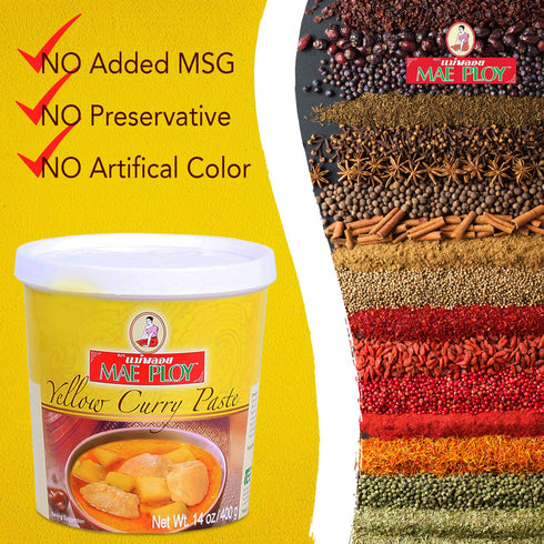 Mae Ploy Thai Yellow Curry Paste for Restaurant-Quality Curries, Aromatic Blend of Herbs, Spices & Shrimp Paste, No MSG, Preservatives or Artifici...