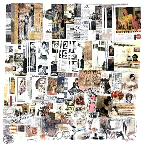 200 Pieces Vintage Ephemera Scrapbooking Supplies Pack for Journaling, Decoupage Paper Scrapbook Stickers Kit for Bullet Junk Journal Planners Col...