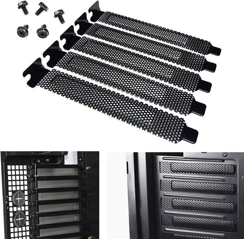 5pcs Black PCI Slot Cover Dust Filter Blanking Plate Hard Steel with Screw...