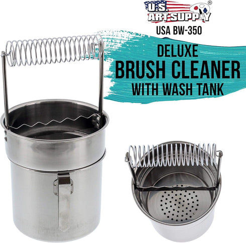 US Art Supply Deluxe Brush Cleaner-Brush Washer with Wash Tank...