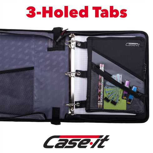 Case It Tablet Binder Accessory, Padded Tablet with 3 Steel Grommets, Fits Any Standard 3 Ring Letter Size Binder, Mesh Pocket on Front, Zipper Cl...