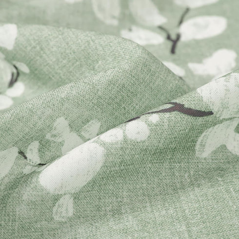 FMFUNCTEX Green White Kitchen Tier Curtains 24 Inch Length Blossom Print Half Window Drapes for Bathroom Floral Patterned Light Filtering Privacy ...