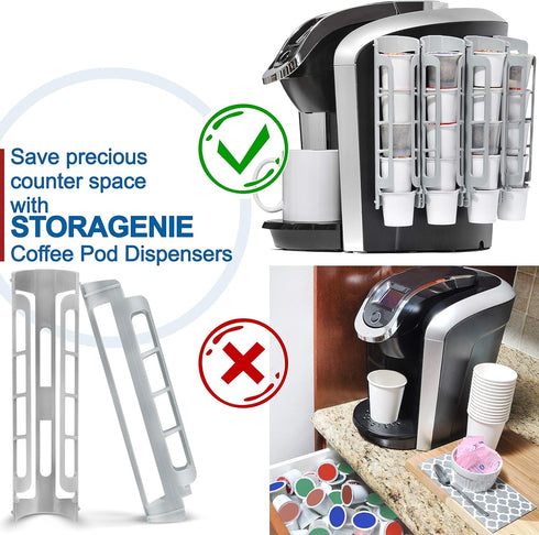 STORAGENIE Coffee Pod Holder Side Mount K Cup Pods Dispenser compatible with Keurig Coffee Makers, Perfect for Small Counters...