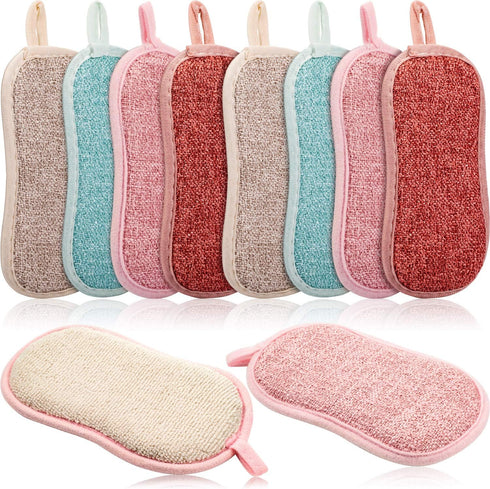 10 Pieces Reusable Sponges Kitchen Non Scratch Microfiber Sponge Scrubber Sponge Reusable Scouring Pads Dish Sponge for Kitchen Cleaning Dishes an...