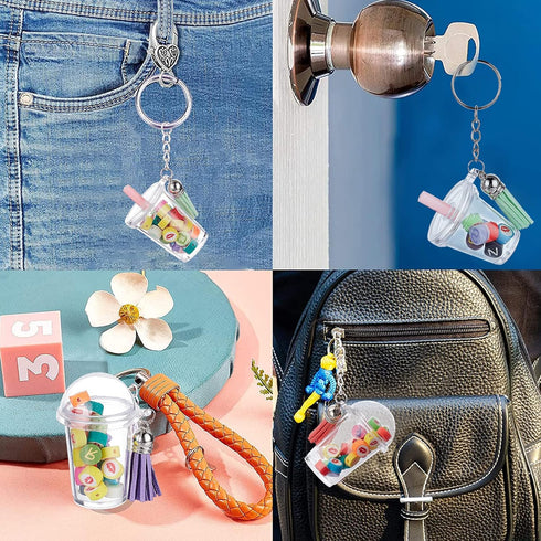 SUNNYCLUE 118Pcs Mini Cup Keychain making Kit Including Faux Suede Tassel Charms Milk Tea Cup Pendants Round Beads keyrings & Jump Rings Jewellery...