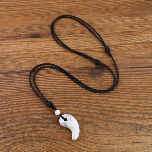 Grounding Howlite Magatama Natural Stones Pendant Janpanese Necklace...