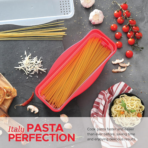 Tafura Microwave Pasta Cooker with Double Straining System, Microwavable Spaghetti Cooker with Drainer, Christmas Dorm Gift, Fast Pasta Boat with ...