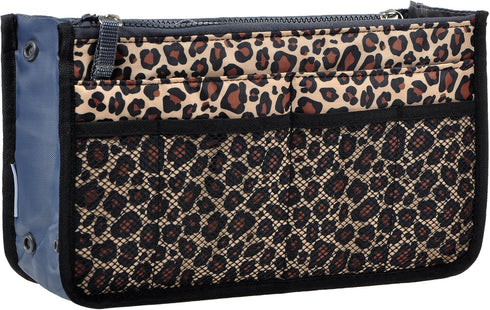 Vercord Purse Organizer Insert for Handbags Bag Organizers Inside Tote Pocketbook Women Nurse Nylon 13 Pockets Leopard Medium...