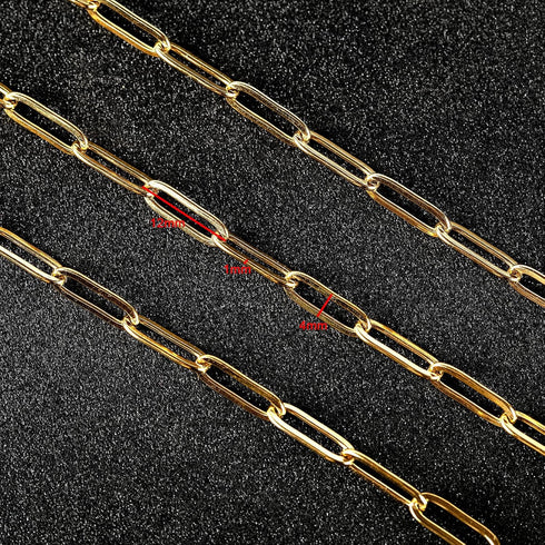Jabogrii 16.4 Feet Gold Plated Chain for Jewelry Making Welded Stainless Steel Paperclip Oval Link Chains Bulk with Lobster Clasps Jump Rings for ...