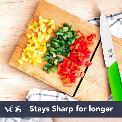 Vos Ceramic Paring Knife - 4 Inch Zirconia Blade With Sheath Cover - Handle Fruit and Vegetables Kitchen Knife (Green)...