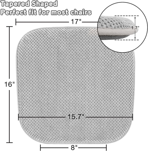 Silver Grey Kitchen Chairs Cushions Non Slip Foam Office Seat Cushions Washable Soft Thick Pads Large Wooden Metal Tapered Dining Chair Cushions,1...