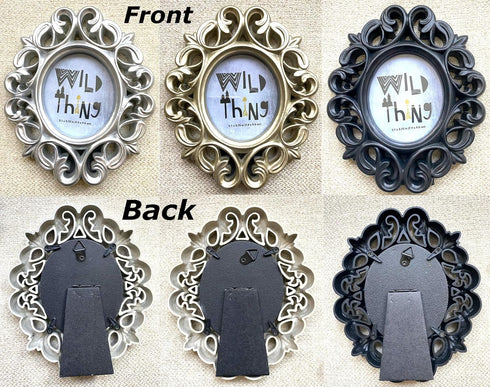 Azi 3 Small Vintage Style Baroque Ornate Oval Picture Frame 6.5” x 5.75” Picture Frames Fit Picture 3.25 by 2.75 in Gold, Black & Silver for Wall ...