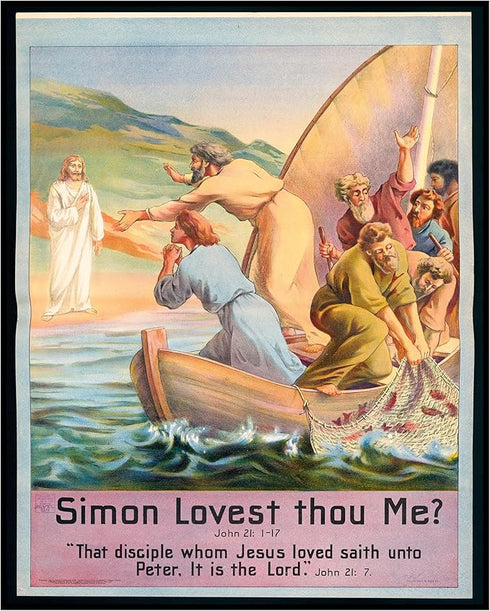 Posterizer 1 pcs-Simon lovest thou me poster-Religious Posters-Gifts for Christians -Decor for Church, Sunday School Classroom- unframed wall art...