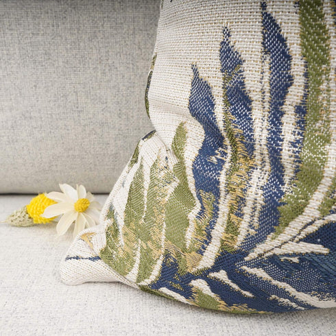 YOUR SMILE Chenille Embroidery Cotton Linen Throw Lumbar Pillow Case Cushion Cover Home Office Decorative Rectangle 12 X 20 Inches (Green Leaves)...