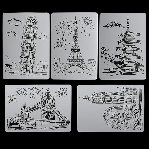 Painting Templates Drawing Stencils Plastic Creative Building Art Craft Reusable Stencils Lettering Aids for Kids Student DIY Scrapbook Notebook P...