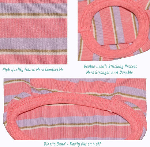 Striped Teacup Pet Dog T-Shirts, 100% Cotton Tank Vest for Small Dogs and Cats, Sleeveless Puppy Clothes for Chihuahua Yorkie Pink, 2X-Small...
