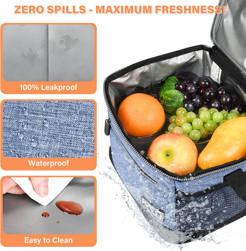 Tirrinia Insulated Lunch Box for Men/Women, Leakproof Lunch Bag for School Work, Large Lunch Tote Kids Boys Girls Student Back to School, Soft Coo...