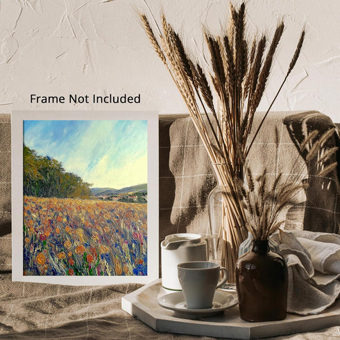 Posterizer 1 pcs-oil painting style-vibrant field with flowers-classics inspired 3-Landscape & Nature Art-Vintage Art-Gift for Art Lovers- unframe...
