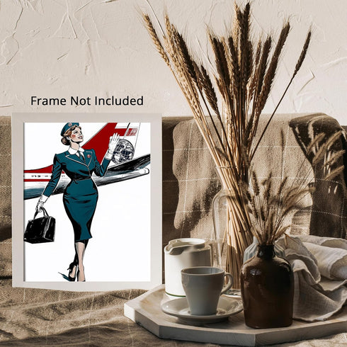 Posterizer 1 pcs-retro style flight attendant minimal art 2-Adventure Wall Art-Retro Art-Living Room Bedroom Decor- unframed wall art...