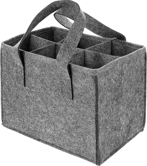 6 Bottle Wine Carrier Tote Reusable Grocery Bags for Travel Camping Picnic Wine Lover Vacation Picnic Dinner Party Storage Organizers Grey...