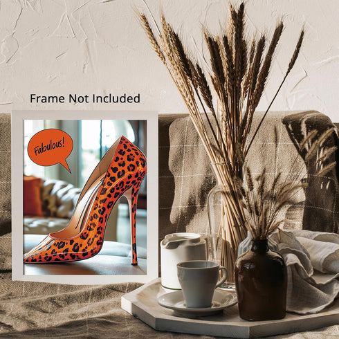 Posterizer 1 pcs-Comic style high heeled shoe with a leopard print-fabulous -1-Inspirational Women's Art Gift for Women, Fashionistas, Designer F...