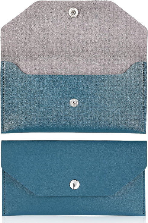 Blue Leather Cash Envelope Wallet Leather Money Wallet Organizer for Cash Reusable Money Bag Pouch Budget Binder Waterproof Slim Budget Envelope f...