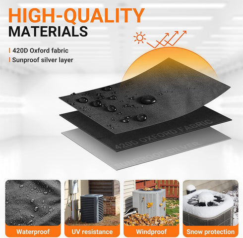 Air Conditioner Cover for Outside Units by BlueStars - Waterproof & Windproof - 420D Oxford Fabric - Outdoor Central AC Units Square Cover (26x26x...