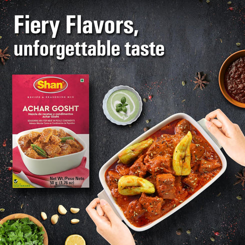 Shan - Achar Gosht Seasoning Mix (50g) - Spice Packets for Meat in Pickle Condiments...