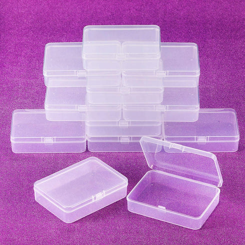SATINIOR 12 Pack Clear Plastic Beads Storage Containers Box with Hinged Lid for Beads and More (4.45 x 3.3 x 1.18 Inch)...