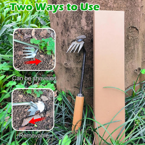 Weeding Artifact Uprooting Weeding Tool, Garden Weeding Tools Packaged in Carton, Manganese Steel Forged Weed Puller 4 Teeth Dual Purpose Weeder, ...