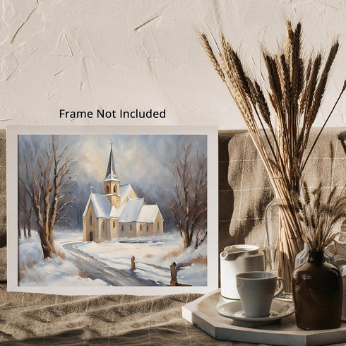 Posterizer 1 pcs-snowy winter nature scene in oil painting style-2-Landscape & Nature Art-GIft for Men Women Teens-Living Room Bedroom Decor- unfr...
