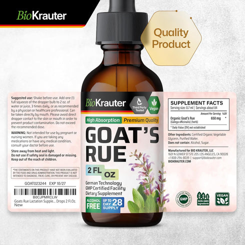 Goats Rue Lactation Supplement Tincture - Natural Lactation Support for Breast Tissue Health & Breast Milk Supply - Vegan, Organic, Alcohol & Suga...