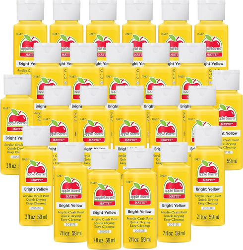Apple Barrel Acrylic Paint in Assorted Colors (2 oz), 20513EB, Bright Yellow (Pack of 24)...